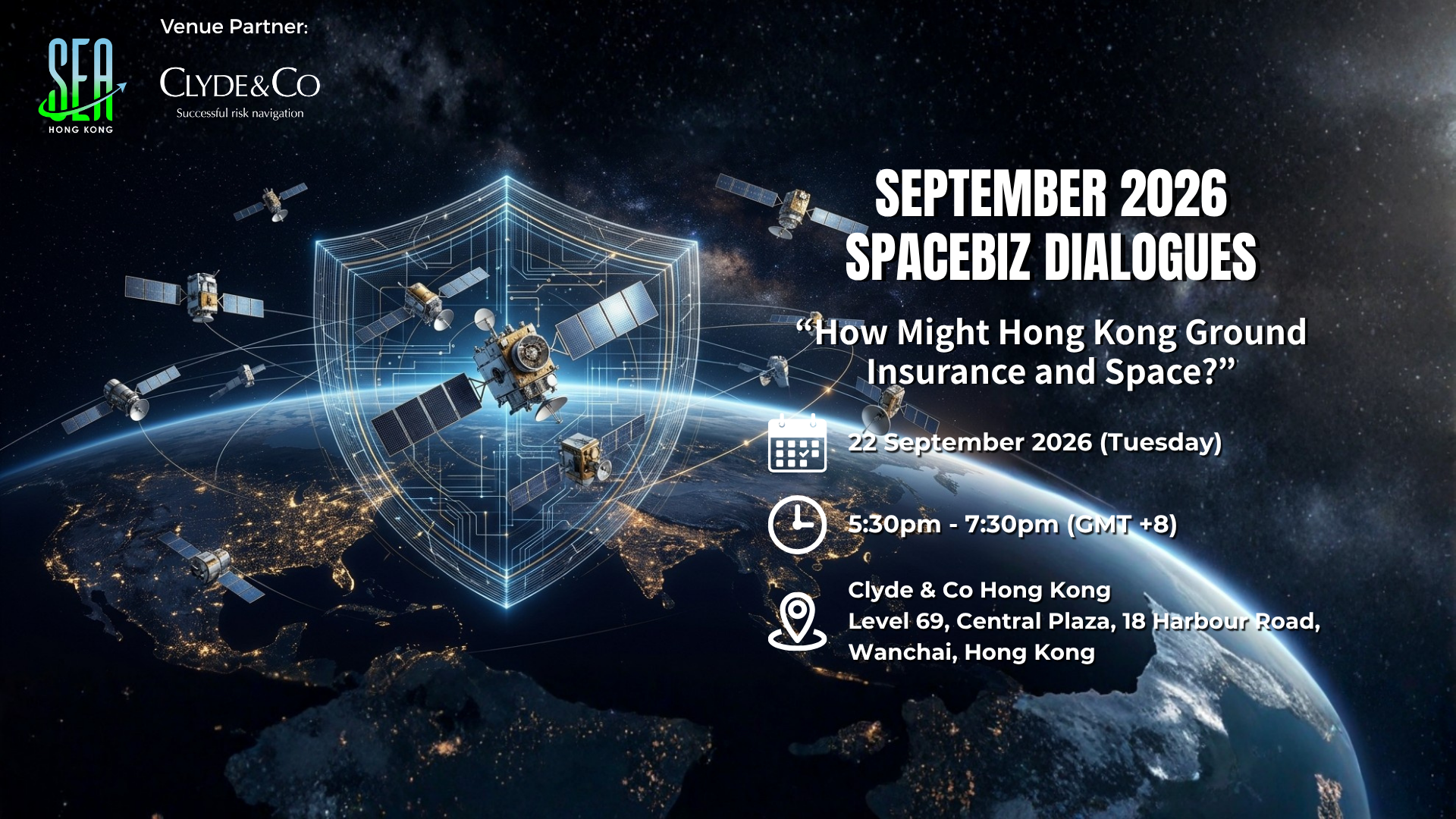 SpaceBiz Dialogues (September 2026) - How Might Hong Kong Ground Insurance and Space? event banner